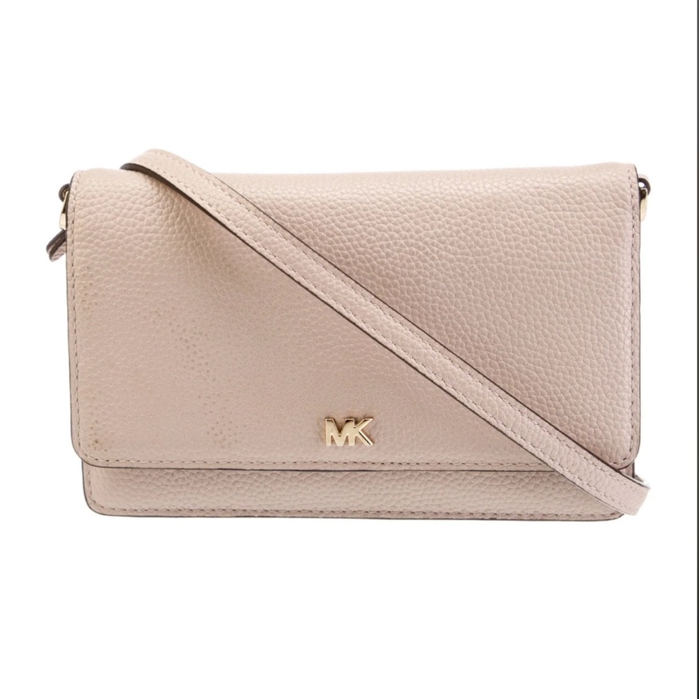 NWT MICHAEL KORS PHONE CROSSBODY PEBBLED LEATHER BAG IN SOFT PINK